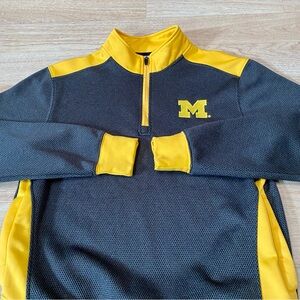 Michigan Wolverines Pullover Mens M Grey & Maize 1/4 Zip Activewear Shirt Jacket